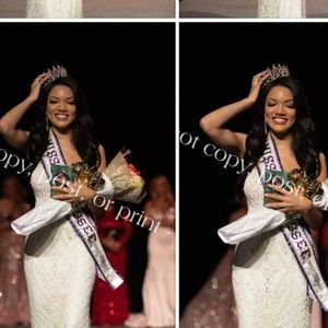 Filled beaded white Sherri Hill gown